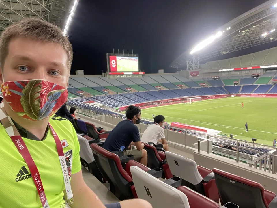 Dmitry at a Tokyo 2020 football match